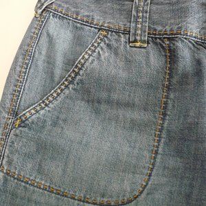 WOMENS ITALIAN  CHAMBRAY straight leg high rise 4 pockets  summer pants size 12